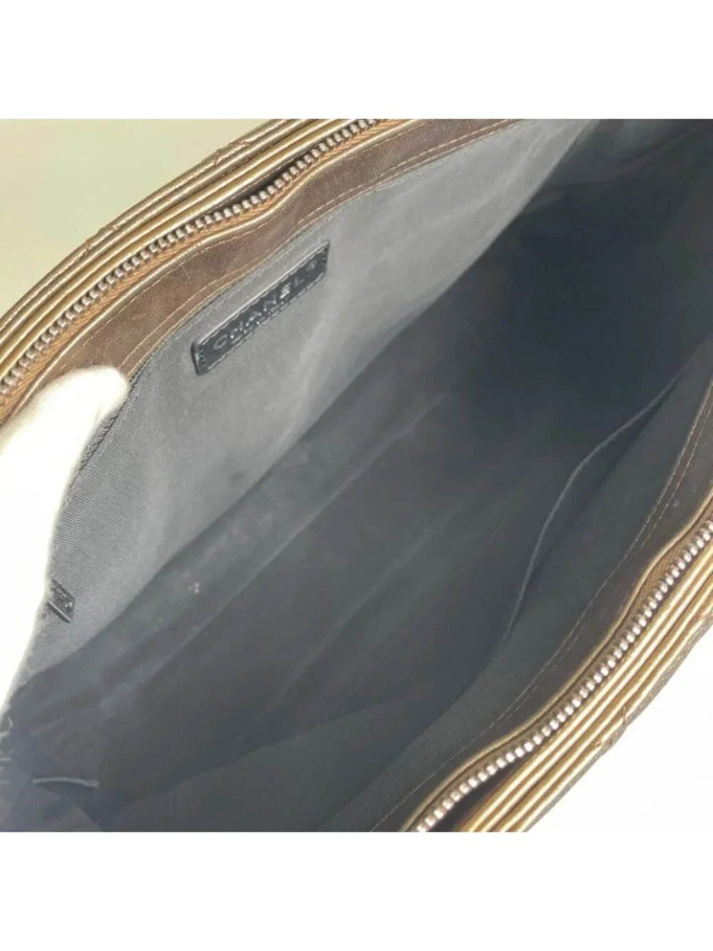 Chanel Quilted Tote Caviar Leather Brown Silver - Picture 8 of 14